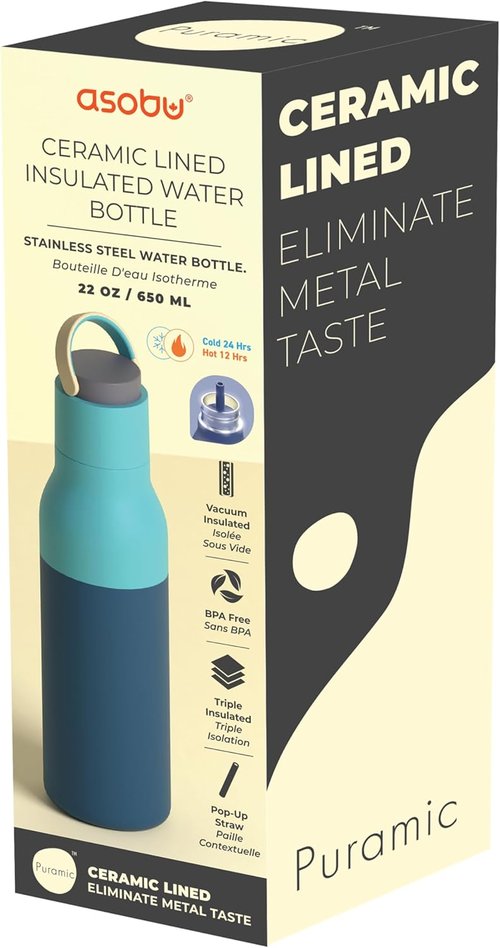 Metro Water Bottle - Double-Lined Insulated Design | Keeps Drinks Cold for 24 Hours | 22oz/650ml, BPA Free