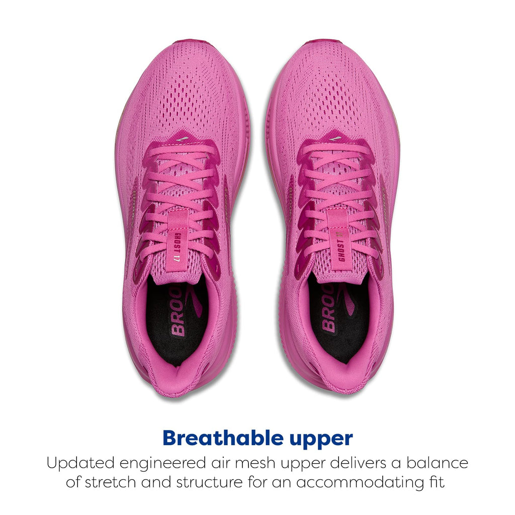 Brooks Women’s Ghost 17 Neutral Running Shoe - Pink/Fuchsia/Gold - 8.5 Medium