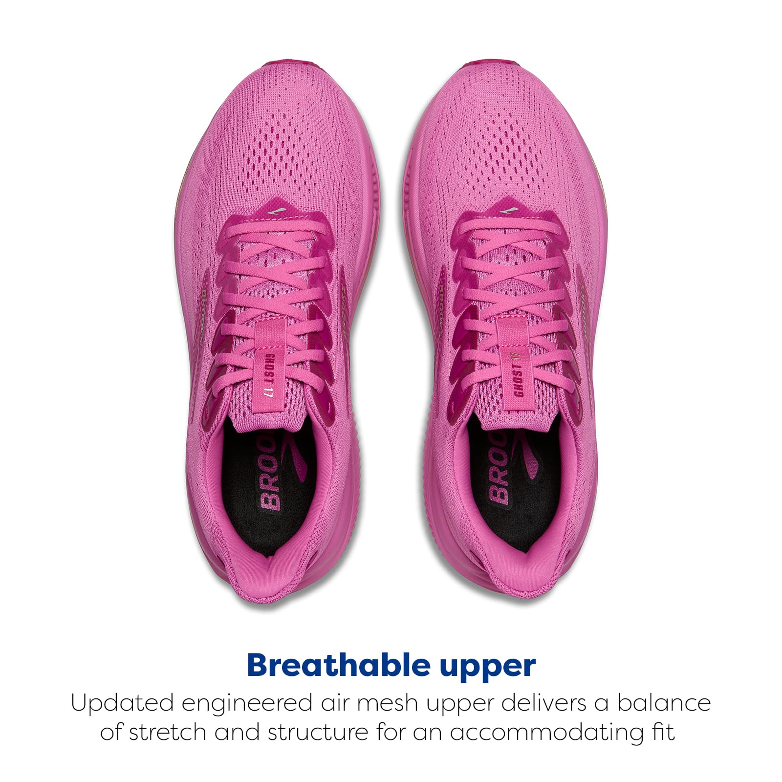 Brooks Women’s Ghost 17 Neutral Running Shoe - Pink/Fuchsia/Gold - 8.5 Medium