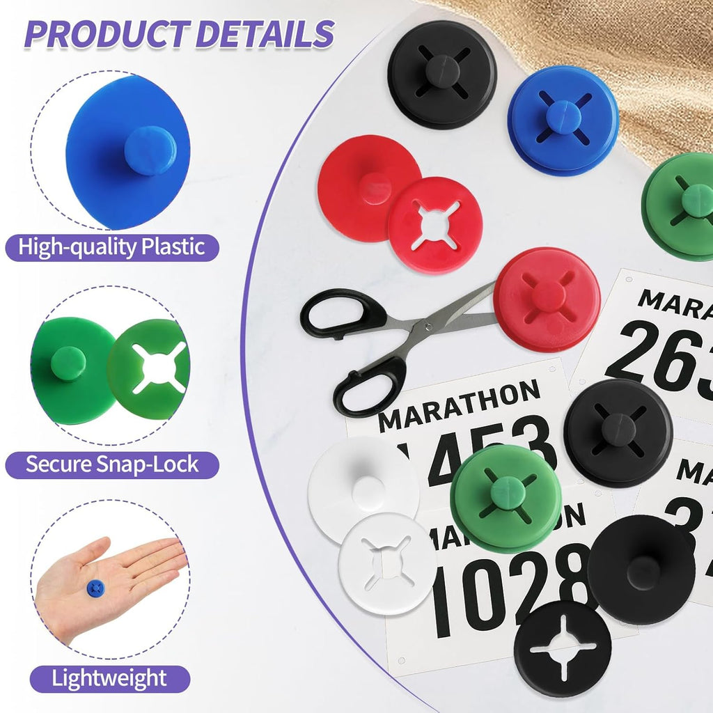 Skiennix 24PCS Running Bib Clips - No-Pin Bib Holder for Runners | Ideal for Marathons, Cycling & More