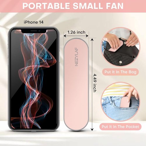 Nezylaf Portable Mini Handheld Fan - Rechargeable Personal Fan for 9-15 Hours | Ideal for Travel & Beach