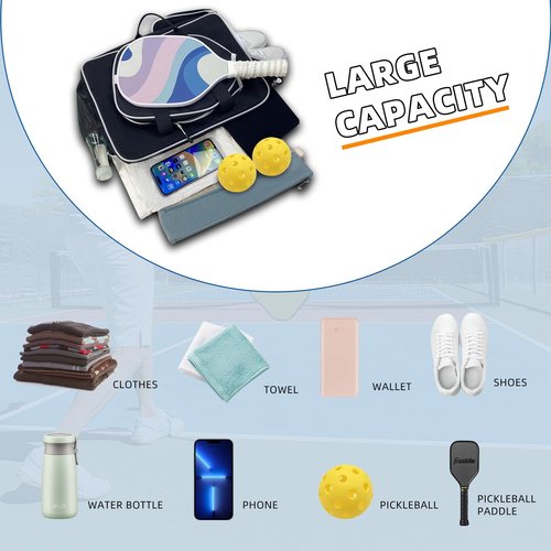 TPAID Pickleball Bags for Women, Pickleball Paddle Bag Tote with Front Pocket Fits 2 Paddles Pickle Ball Rackets Sling Bags for Men with Shoes Compartment