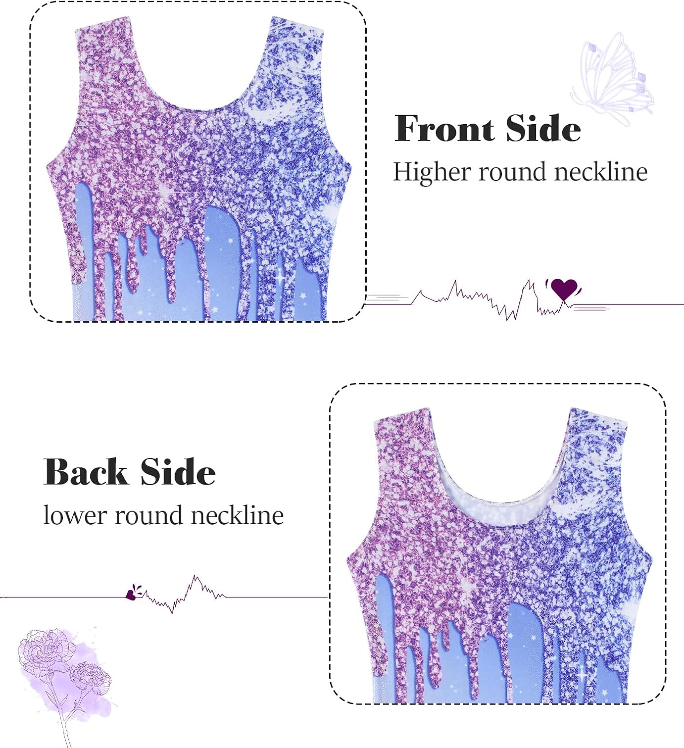 Vogseek Girl's Gymnastic Leotards - Sparkle Dance Unitards with Hair Scrunchie | Sizes 4-12Y