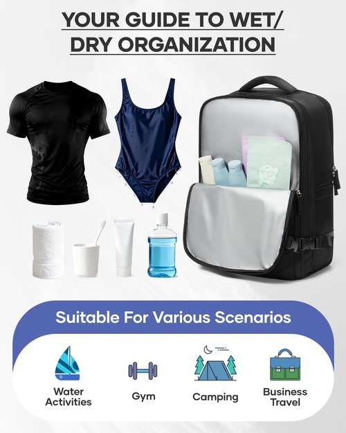wepadre Vacuum Backpack Travel with Pump Travel Backpack with Vacuum System Easy Vac Pack Backpacks Vacpack Compression Backpacks Mochila de Viaje Compresion al Vacio Black