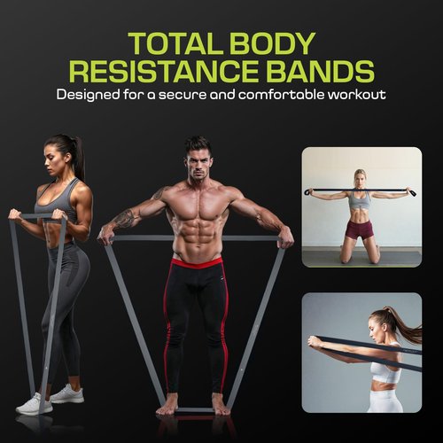 Long Fabric Resistance Bands for Working Out – 5 Strength Levels from Extra Light to Extra Heavy – Thick Workout Bands for Legs, Glutes, HIPS, Stretching, Strength Training with Storage Bag – Black