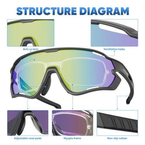 Cycling Glasses, TR90 Unbreakable Frame Polarized Anti-UV400 Sports Sunglasses HB511 Bn-REVO Gold