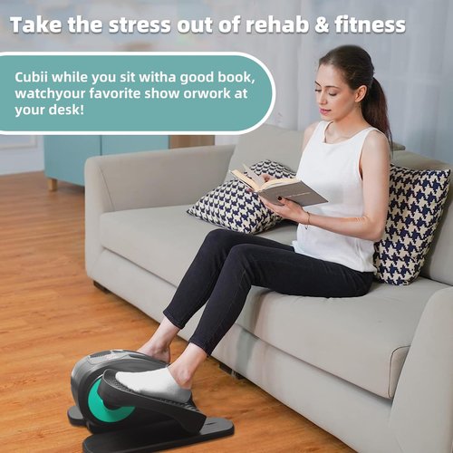 ESL Under Desk Elliptical - Portable Leg Exerciser with Pedal Strap for Seniors, Compact Seated Elliptical with Remote Control, LCD Display Electric Elliptical Trainers for Home