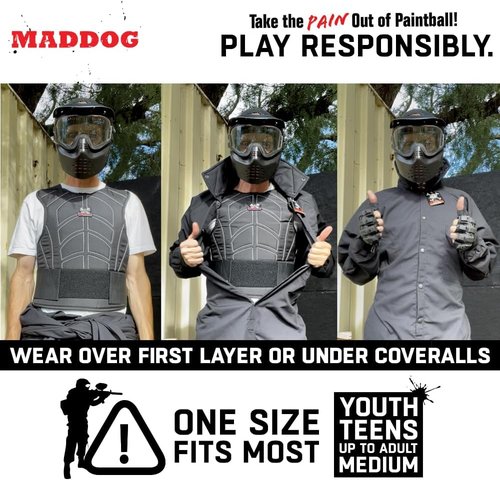 Maddog Sports Padded Chest Protector - Lightweight Impact Protection Vest | Adjustable Waist Straps - One Size Fits Most