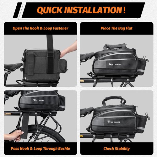 Bike Bags for Bicycles Rear Rack, 31L Panniers Bike Trunk Bags with Reflector, Rain Cover & Shoulder Strap, 3 in 1 Bicycle Rack Bag for Commuter Travel Outdoor