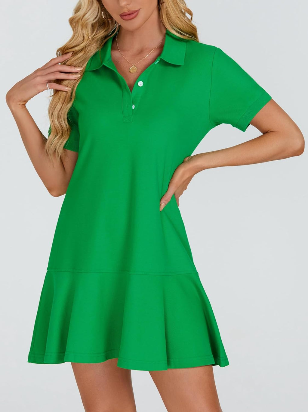 YEXPINE Polo Dress - Women's Short Sleeve Ruffle Hem Mini Dress for Golf & Tennis | Summer Style