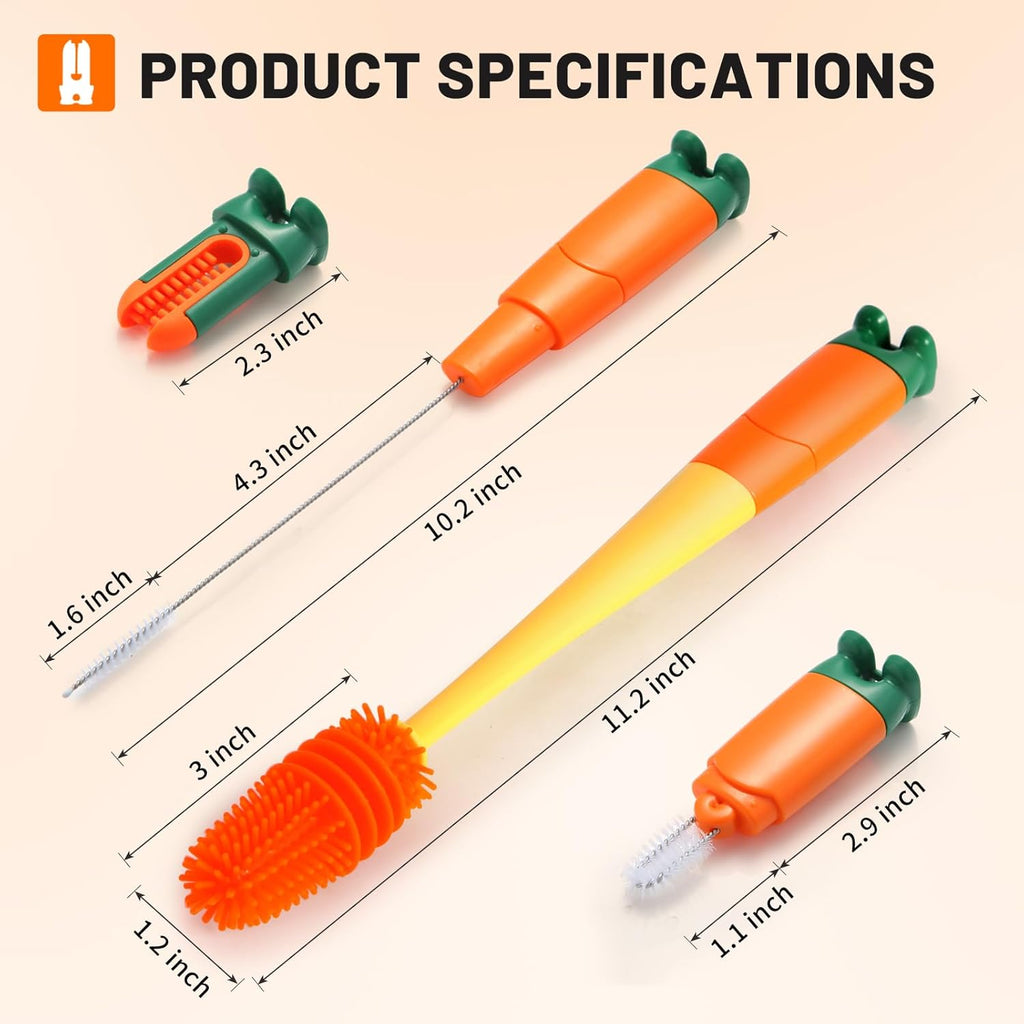 Skiennix 4-in-1 Silicone Bottle Brush - Integrated Design for Cleaning Sports, Baby & Water Bottles | 1 Pack