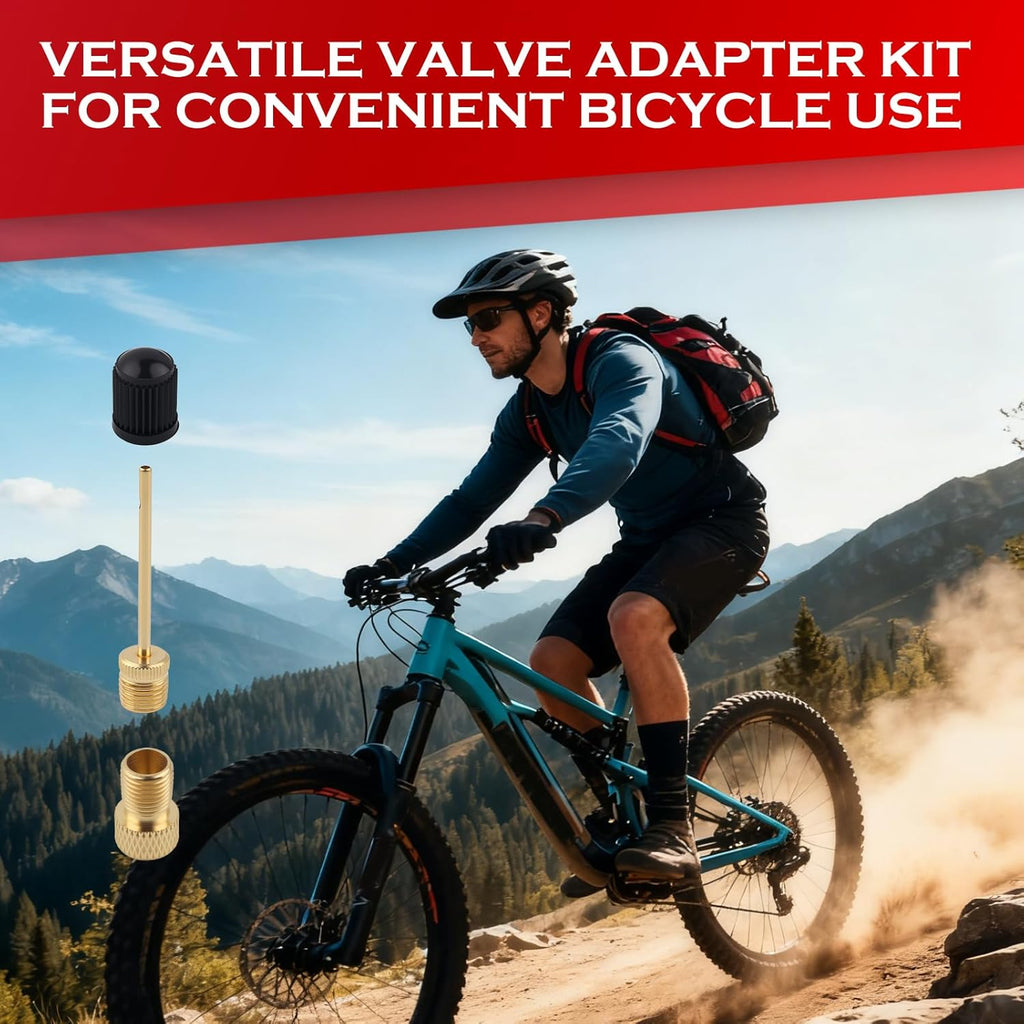 Skiennix Presta Valve Adapter Kit - 6 Pack Schrader to Presta Converters with Tire Valve Caps & Ball Needles