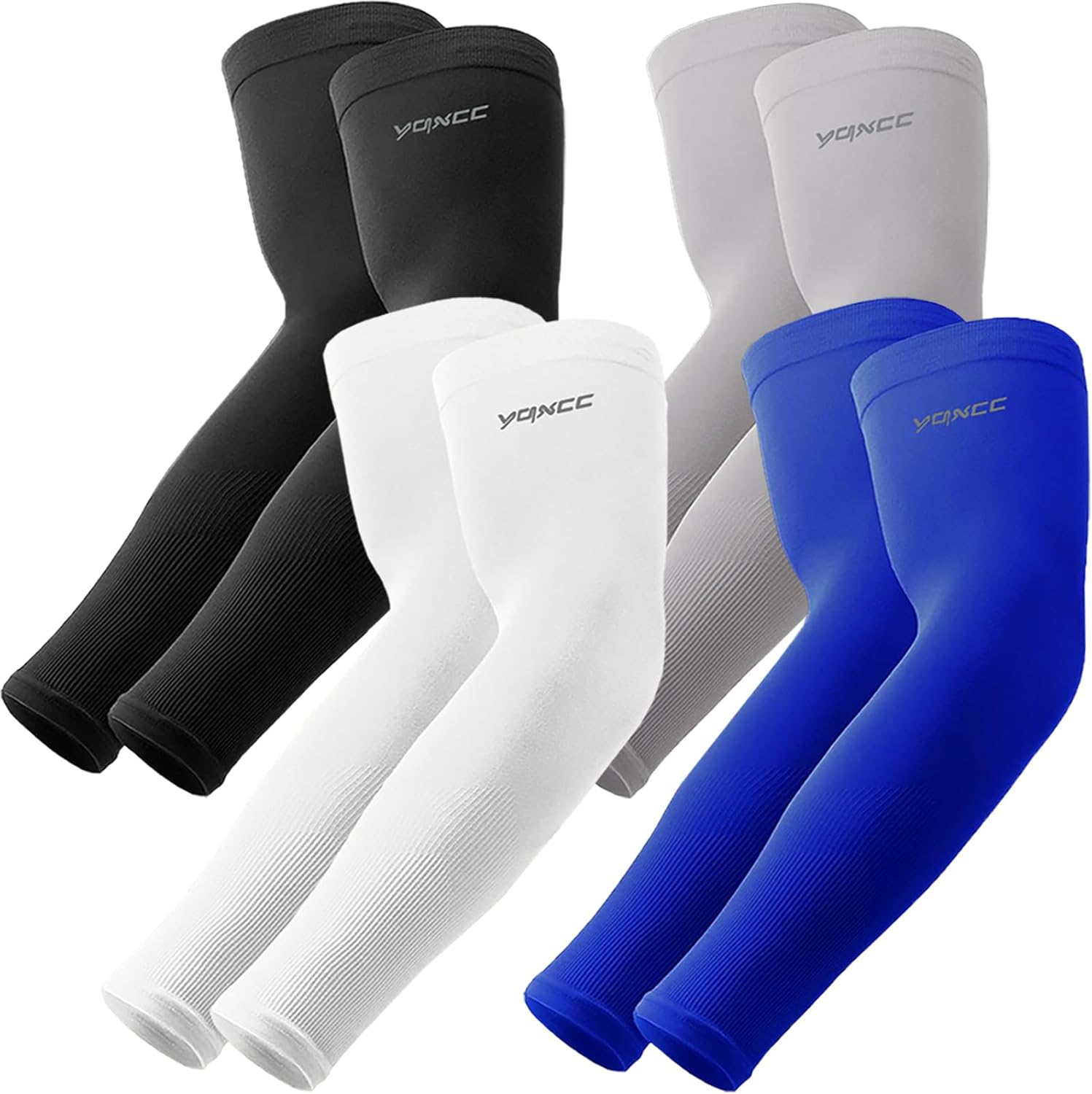 YQXCC Cooling Arm Sleeves - UV Sun Protection Sports Compression for Men & Women | 4 Pairs