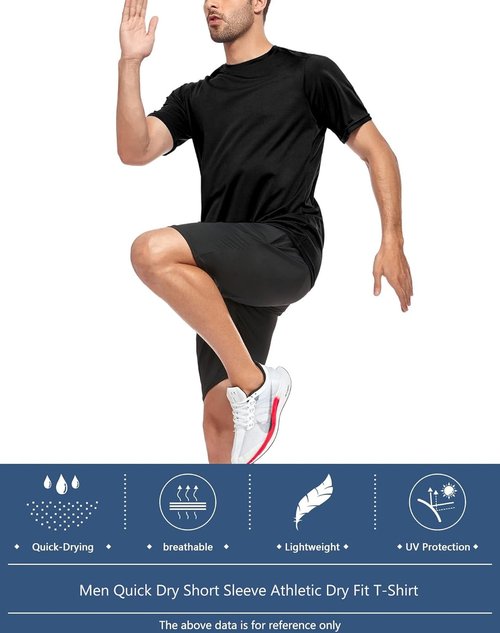 Kinglaman Men's Mesh Workout Shirts - Quick Dry Athletic Short Sleeve T-Shirts | Moisture-Wicking Fabric