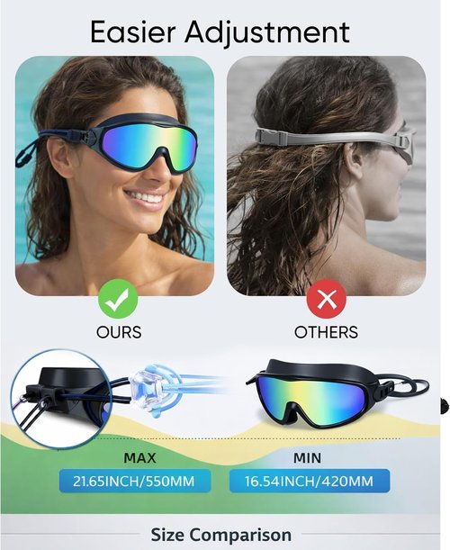 Aegend Kids Swim Goggles - No Leak Anti-Fog Design with Quick Adjust Bungee Strap | Ages 6-14