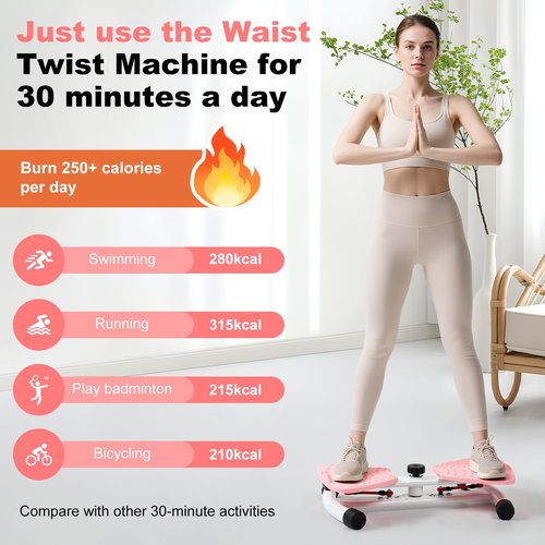 Waist Twister Machine Exercise, Ab Twister Board, Twister Exercise Machine, Noiseless Waist Sculptor Waist Twisting Fitness Tool, Weight Loss Exercise Equipment for Slim Waist Belly Fat, Home Gym for Women & Men