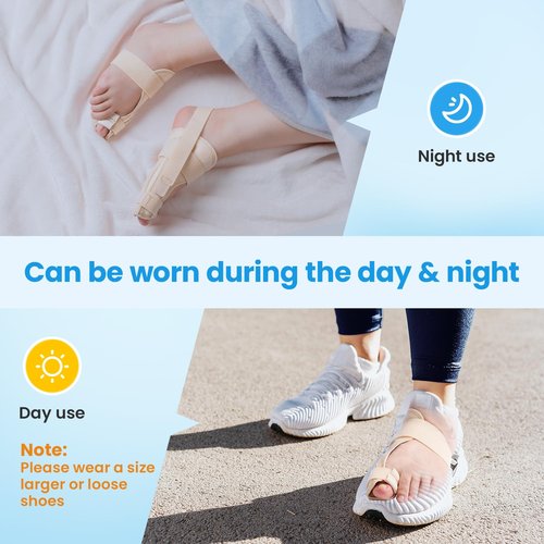 Big Toe Splint for Women & Men, Broken Big Toe Support Brace for Fracture Fixation,Sports Sprains,Injuries, Adjustable Big Toe Protector with 2 Stainless Steel Plates for Day & Night - Right（Beige）