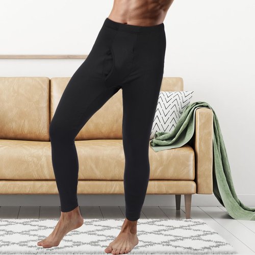 Casuallined 2 Pack Thermal Men Long Underwear Pants Winter Warm Fleece Lined Underwear Bottom Cold Weather Base Layer Legging (Black, Army Green,XX-Large)