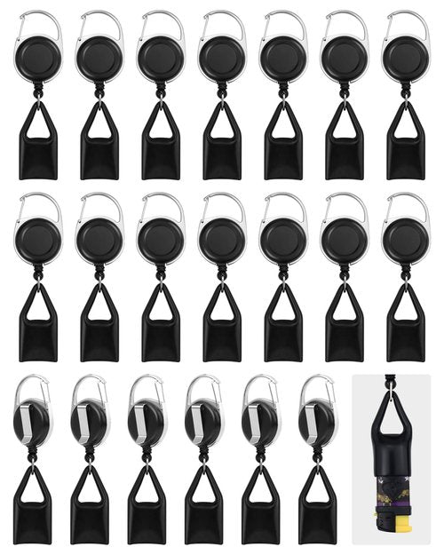 GAUENEEN 20 Pcs Retractable Lighter Clip Holder, Keychain Lighter Leash with Clip (Black)