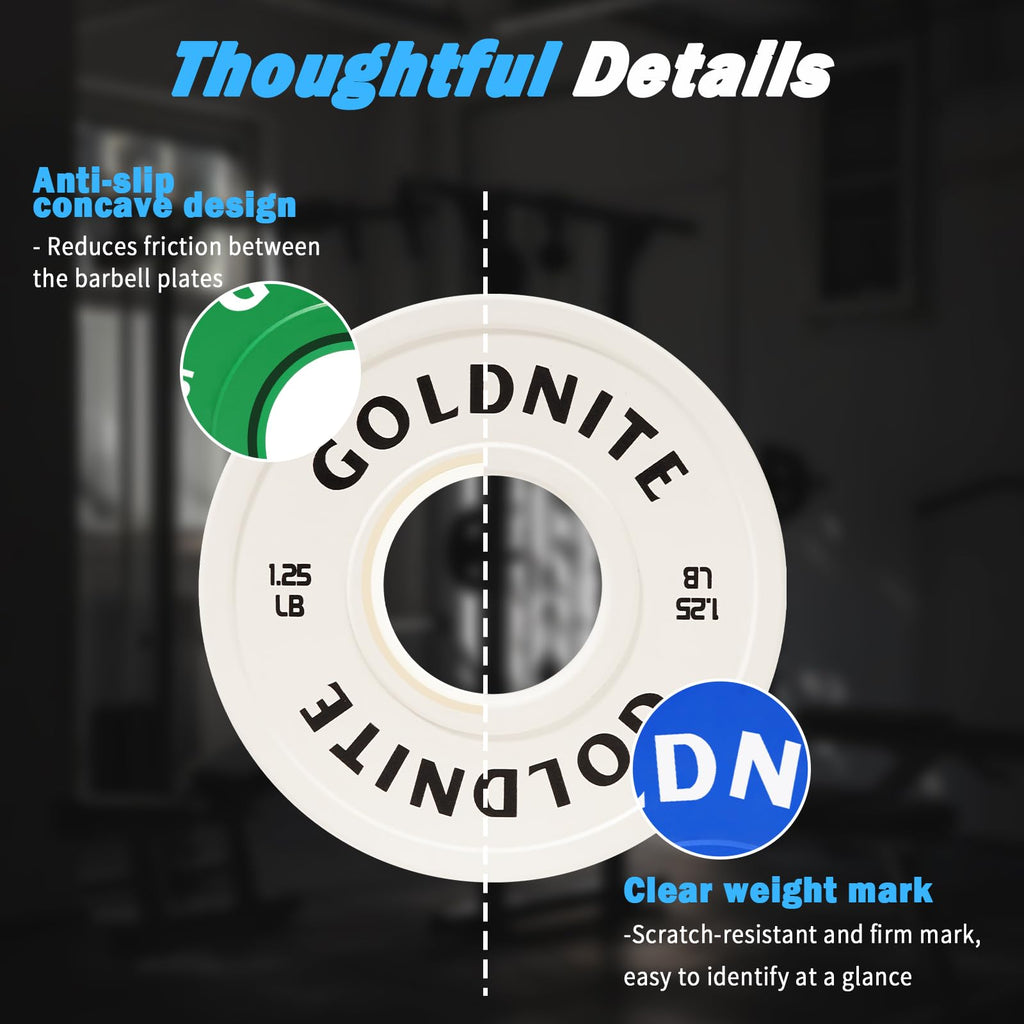 GOLDNITE Fractional Micro Weight Plates Set of 8 Weight Plate Micro Plates 0.25LB 0.5LB 0.75LB 1 LB for Olympic Barbells for Strength Training Micro Plates Weight Plate