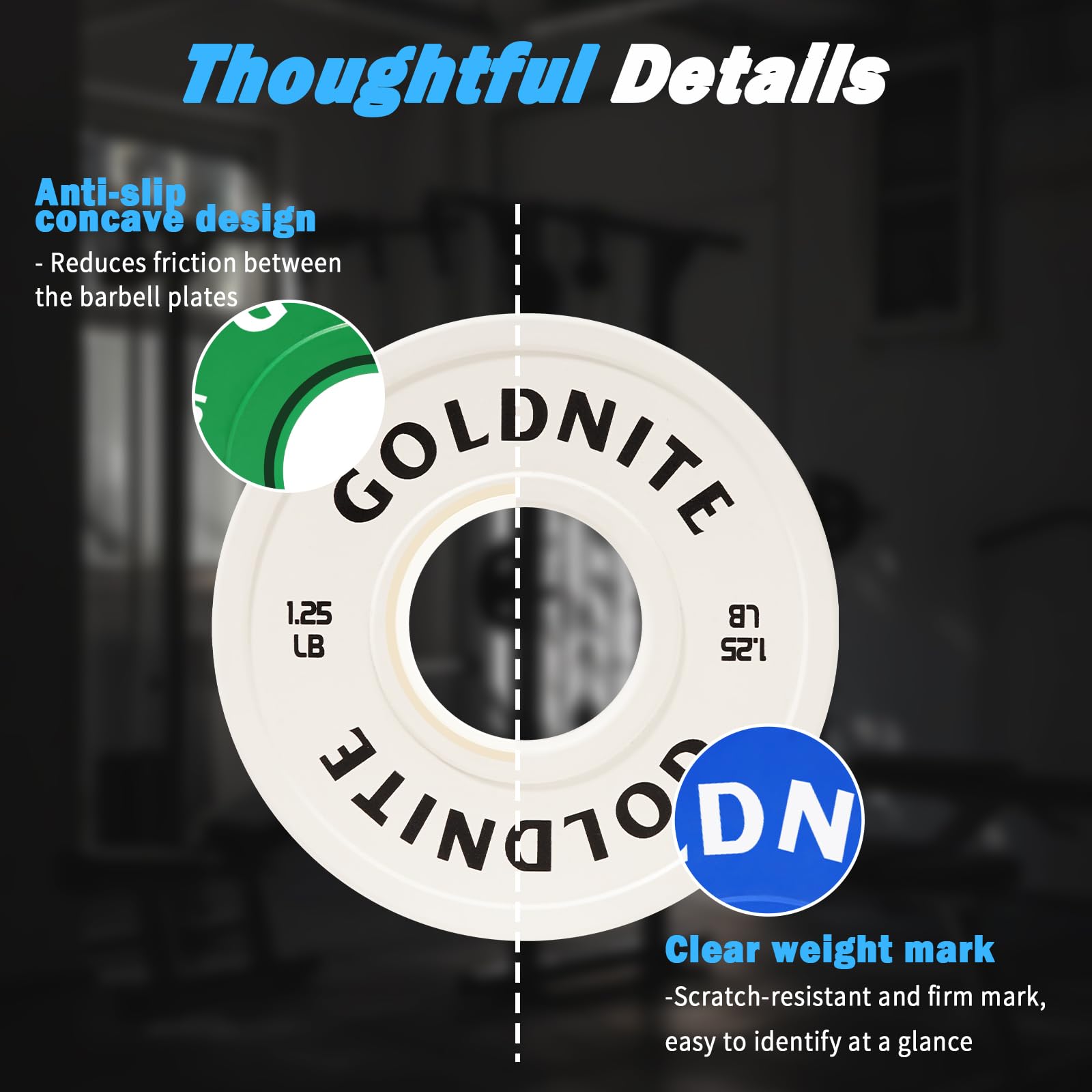 GOLDNITE Fractional Micro Weight Plates Set of 8 Weight Plate Micro Plates 0.25LB 0.5LB 0.75LB 1 LB for Olympic Barbells for Strength Training Micro Plates Weight Plate