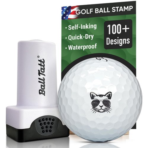 Ball Tatt - Cool Cat Golf Ball Stamp, Golf Ball Stamper, Self-Inking Golf Ball Stamp Markers, Reusable Golf Ball Marking Tool to Identify Golf Balls, Golfer Gift Golfing Accessories