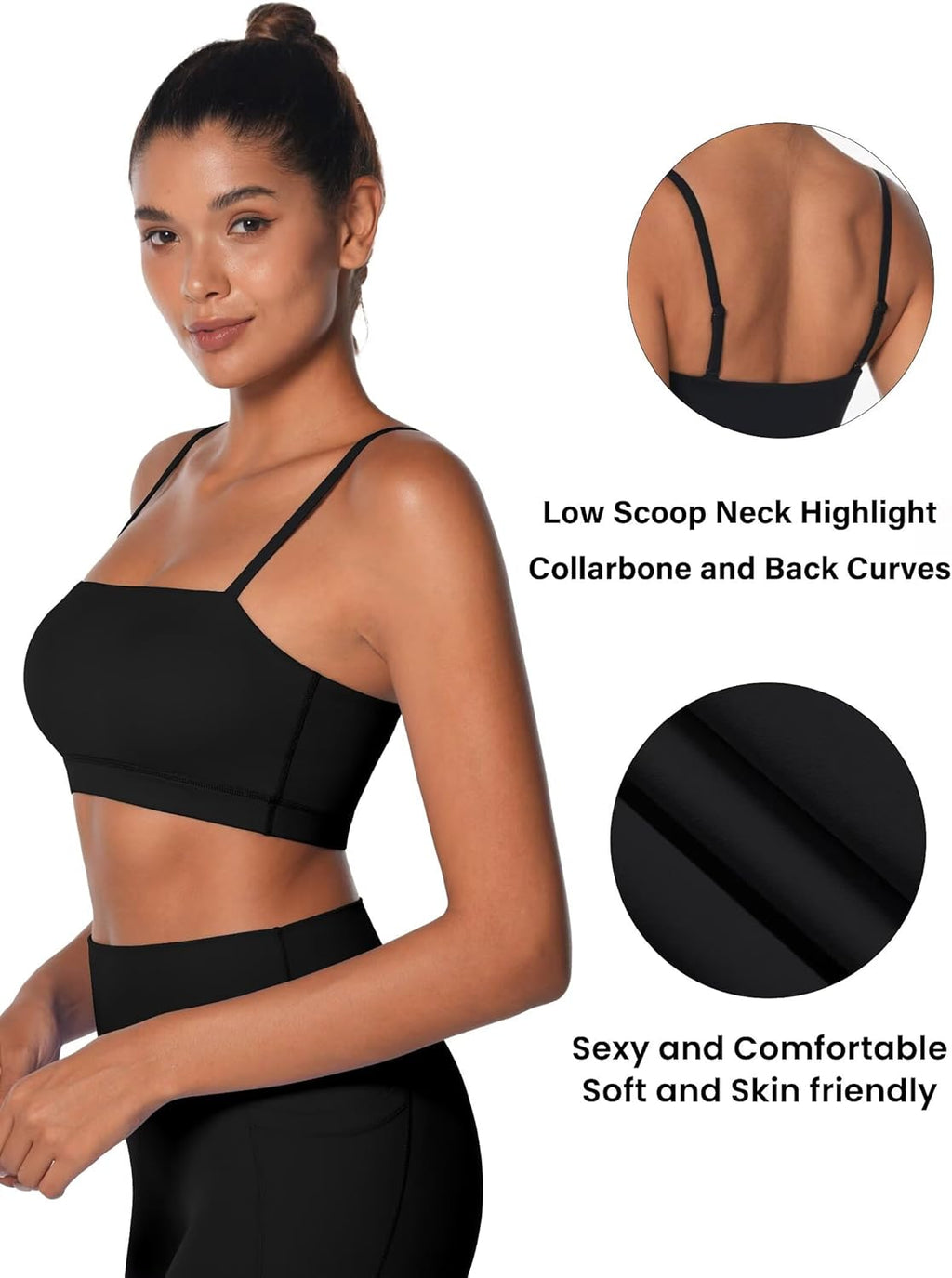 Sunzel Women's Sports Bra - Buttery Soft Wireless Crop Top with Adjustable Straps | Padded Yoga Bra for Low Impact Workouts