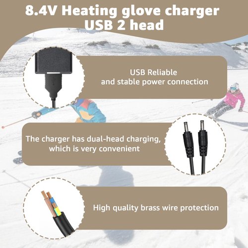 Aomitop 8.4V Heated Gloves Charger - Compatible with Savior Snow Deer Sun Will Heated Gloves, Heated Socks,Heated Vest Battery Power Cord
