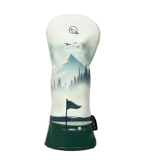 Golf Headcover for Hybrids and Fairway Woods Premium Leather Head Cover. Digitally Printed and Embroidered Design. (HC-Birdskie-Parkland-Course-Hybrid)
