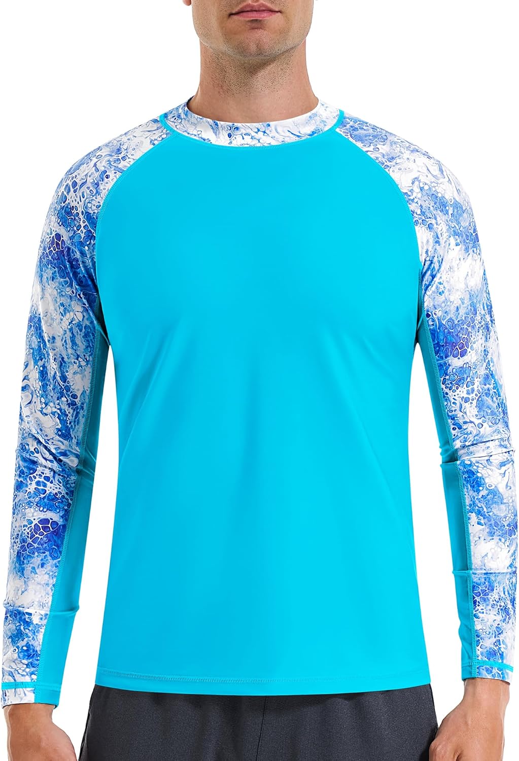 Skiennix Men's Long Sleeve Swim Shirt - UV Sun Protection Rash Guard | UPF 50+ Fishing Base Layer
