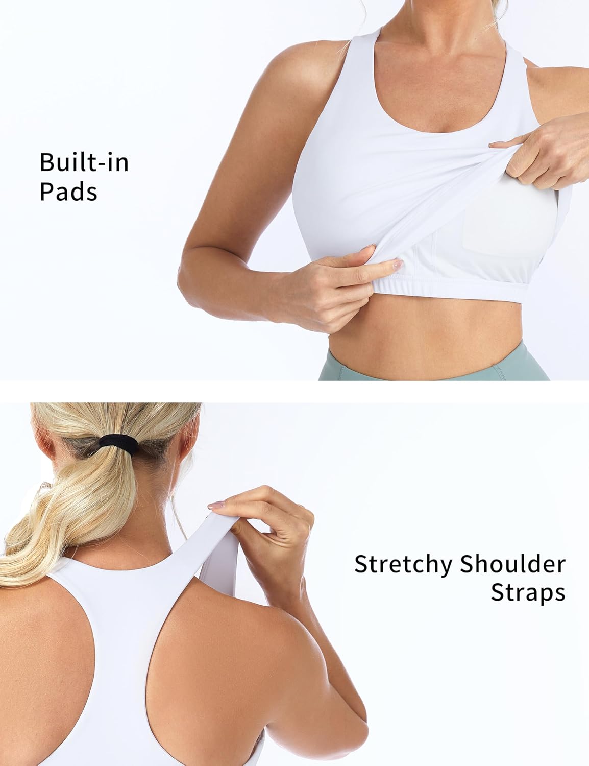 The Gym People Women's Longline Yoga Sports Bra - Slim Fit Racerback with Built-In Padding | Comfortable Workout Top