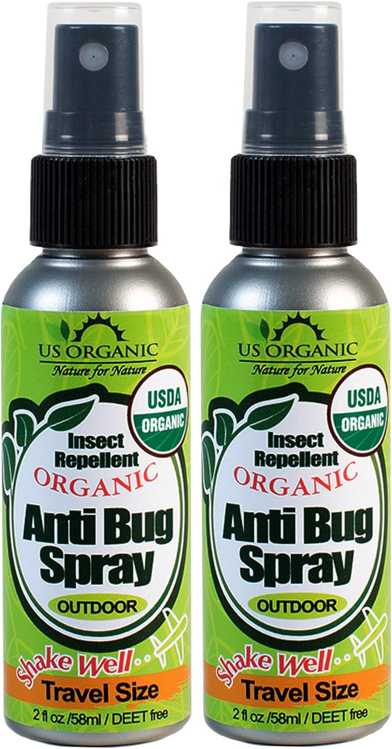 US Organic Mosquito Repellent Spray - Deet-Free, USDA Certified, Cruelty-Free | 2 oz Value Pack
