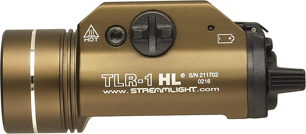 Streamlight TLR-1 HL Tactical Weapon Light - 1000 Lumen Brightness | Long Gun Kit with Remote Switches & Mounting Clips - Flat Dark Earth