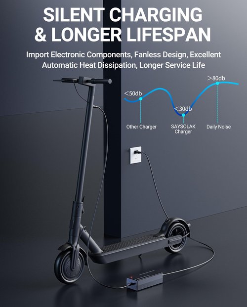 SAYSOLAK 42V 2A Electric Scooter Charger for GOTRAX GXL V2, Apex, G4, G3, G2, Glider, XR Elite, XR Ultra, Astro, Tour XP, Eclipse, Fusion Scooters, 9.8Ft Power Supply Adapter for 36V Lithium Battery