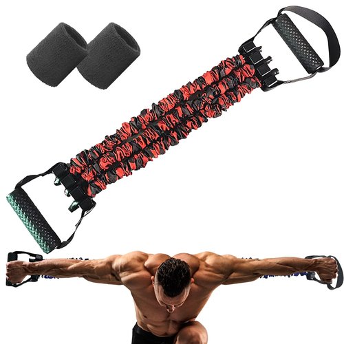Natural Latex 3-Hole Resistance Stretcher, 2025 New Chest Expander Stretch Bands for Men, High Elasticity & Tear Resistant Exercise Bands with Handles, Full-Body Basic Training (Red * 75Lbs)