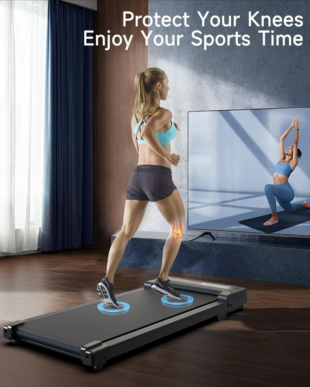 Walking Pad Treadmill - Compact Under Desk Mini Electric Running Machine with Adjustable Speed