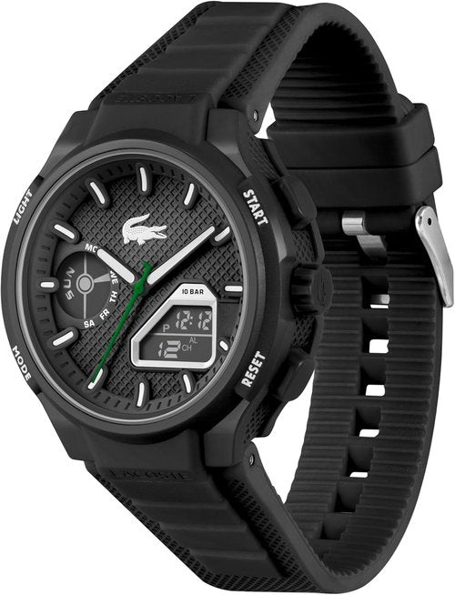 Lacoste LC33 Men's Analog-Digital Watch - TR90 Case, World Clock & Stopwatch - Stylish 45mm Timepiece