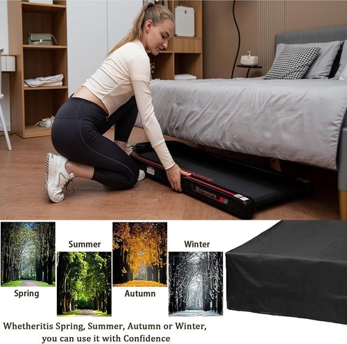 Under Desk Treadmill Cover, Waterproof and Dustproof Walking Pad Cover Fit for 48"-56" Inch Portable Folding Treadmills Home & Office UV Protection Walking Pad Treadmill Covers (Black)-55" Lx28 Wx6 H