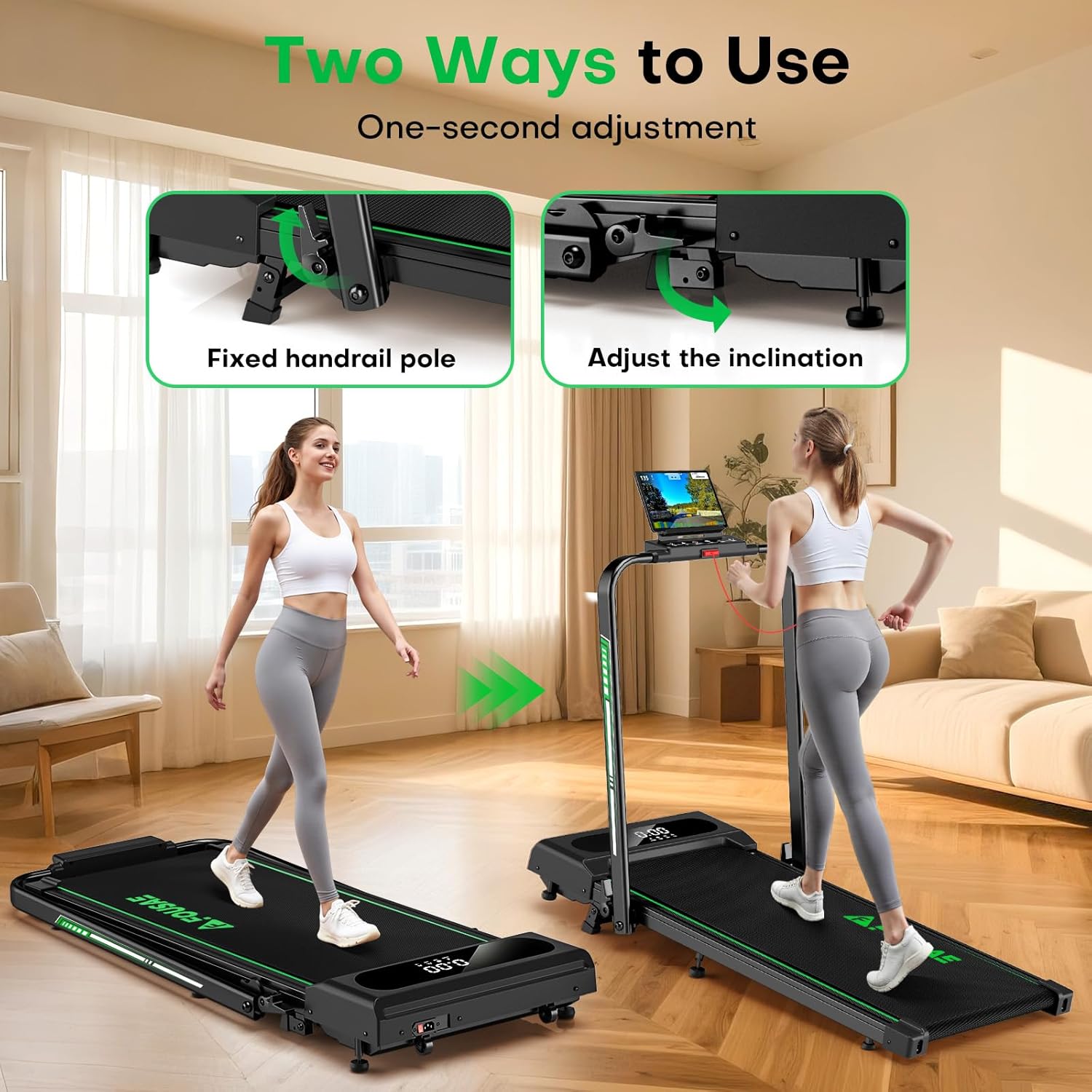 Walking Pad Treadmill - 6.2MPH Under Desk Walking Pad with 10% Incline | 350LBS Capacity, Remote Control