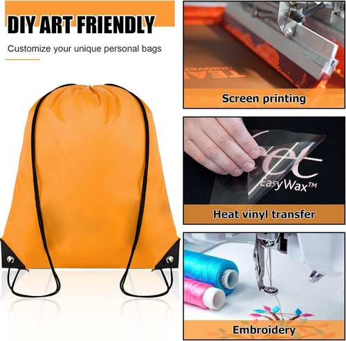 Grneric Drawstring Backpack - 60 Pieces Cinch Sackpack for Gym, Parties & Trips | Orange