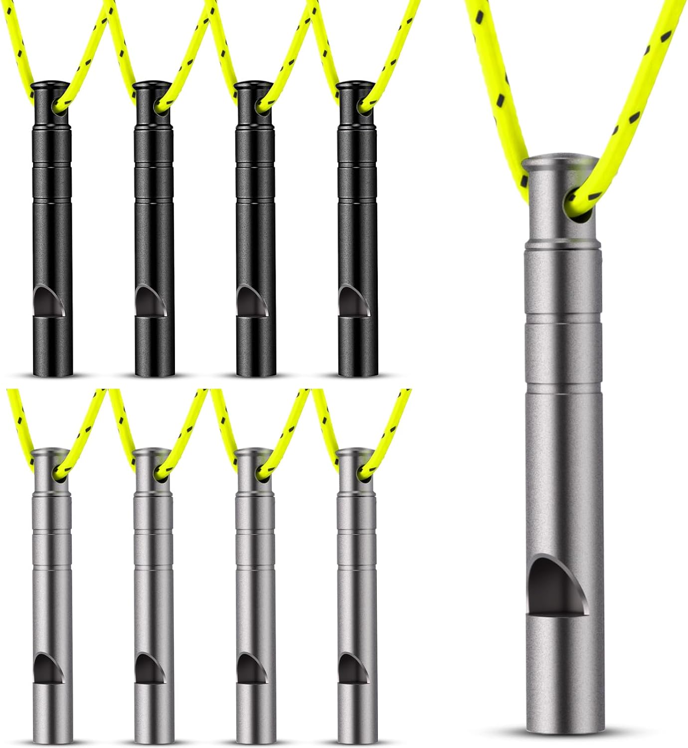 Seenelling 8 Pcs Titanium Emergency Whistle - Loud 120dB Survival Safety Whistle for Outdoor Adventures
