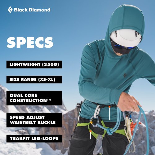 BLACK DIAMOND Women’s Momentum Rock Climbing Harness | Dual Core Construction | Adjustable Waist & Leg Loops | Lightweight Comfort | Baja Sunrise | Medium