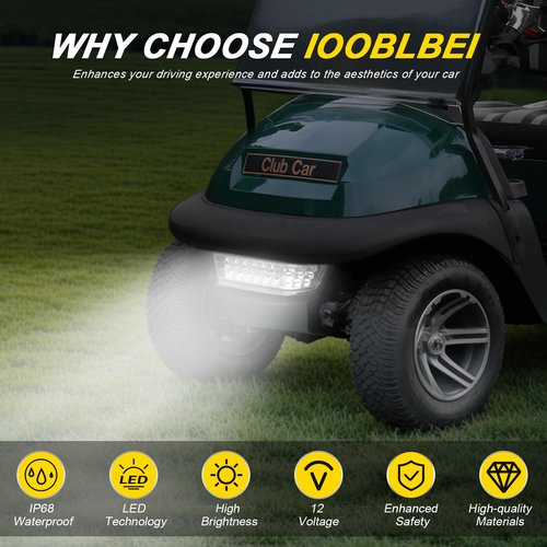 IOOBLBEI Club Car Precedent LED Head Light Kit with Bumper for Club Car Precedent 2004-UP Electri Golf Cart Front Light, 12V LED Turn Signal HeadLight Replaces OEM 102524800, 1025248-01