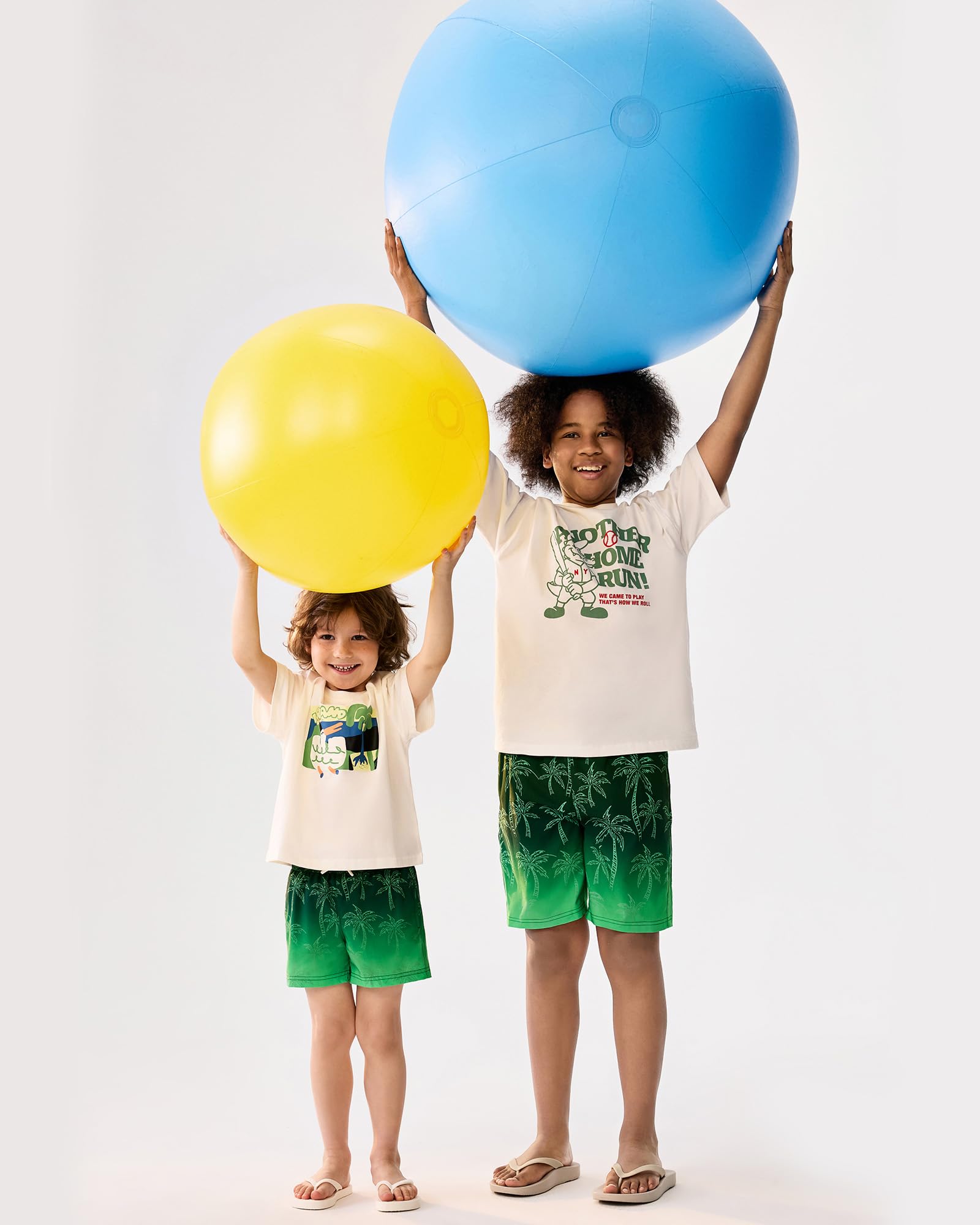 maamgic Boys Swim Trunks with Compression Liner 4-Way Stretch Quick Dry Bathing Suit Toddler Beach Shorts Green Coconut 2T