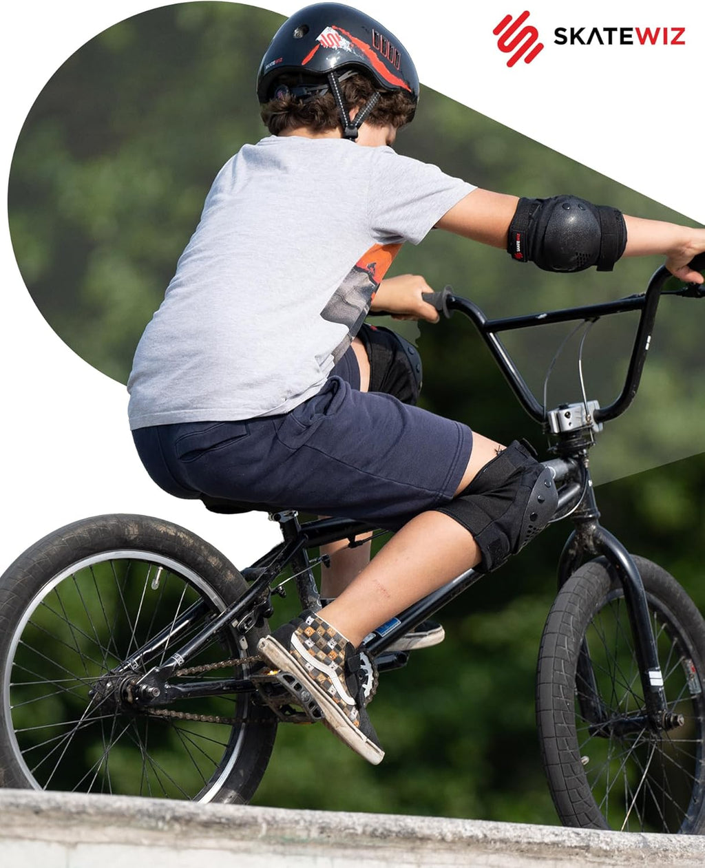 SKATEWIZ Skateboard Protective Gear Set - 6-Piece Smash Pads with Wrist Guards for Kids & Adults