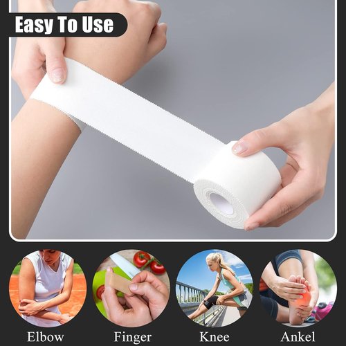 Hoolerry Athletic Sports Tape - 12 Rolls of 130 Yards, Easy Tear, No Sticky Residue - 2 Inch, White