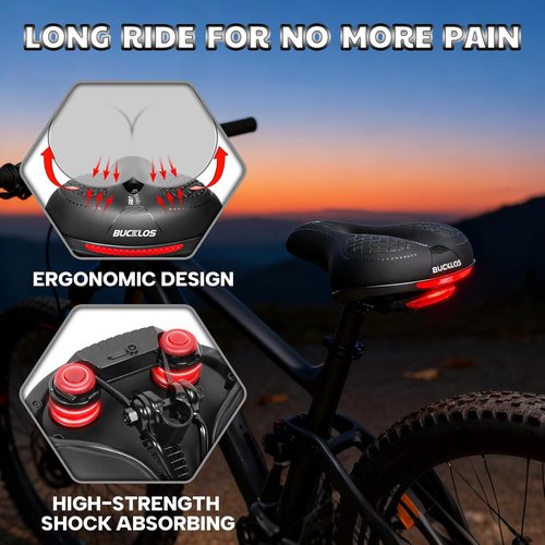 BUCKLOS Comfortable Bike Seat Cushion - Soft Memory Foam Padded Saddle for Men & Women | Fits Peloton & Exercise Bikes
