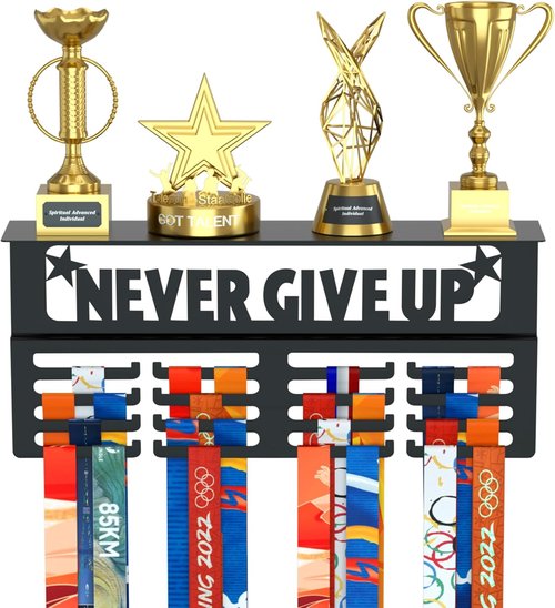 Jolitac Sports Medal Display Rack - Wall Mounted Holder for 60+ Medals & 20 Race Bibs | Durable Design