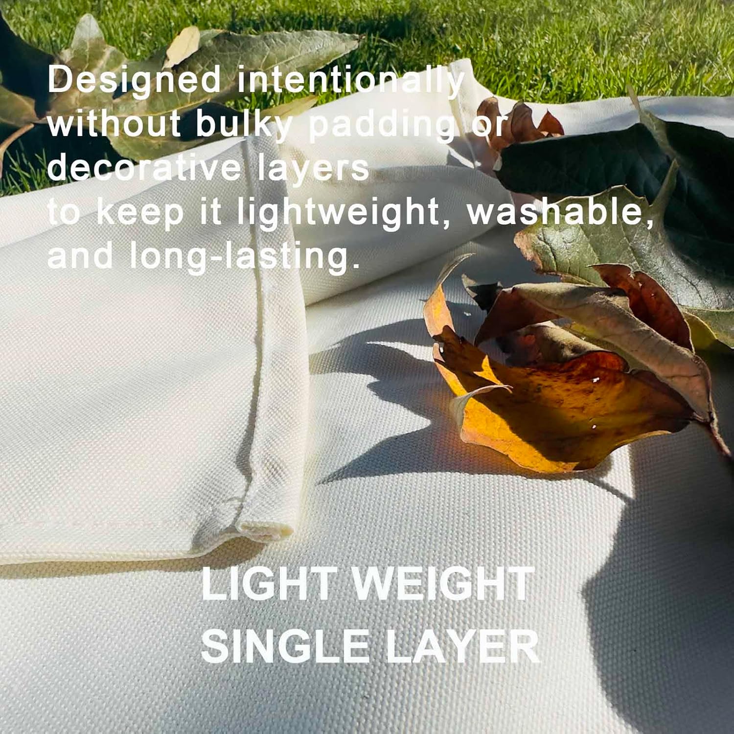 White Picnic Blanket - Large Canvas Beach Mat, Machine Washable, 4'9” × 6'3”