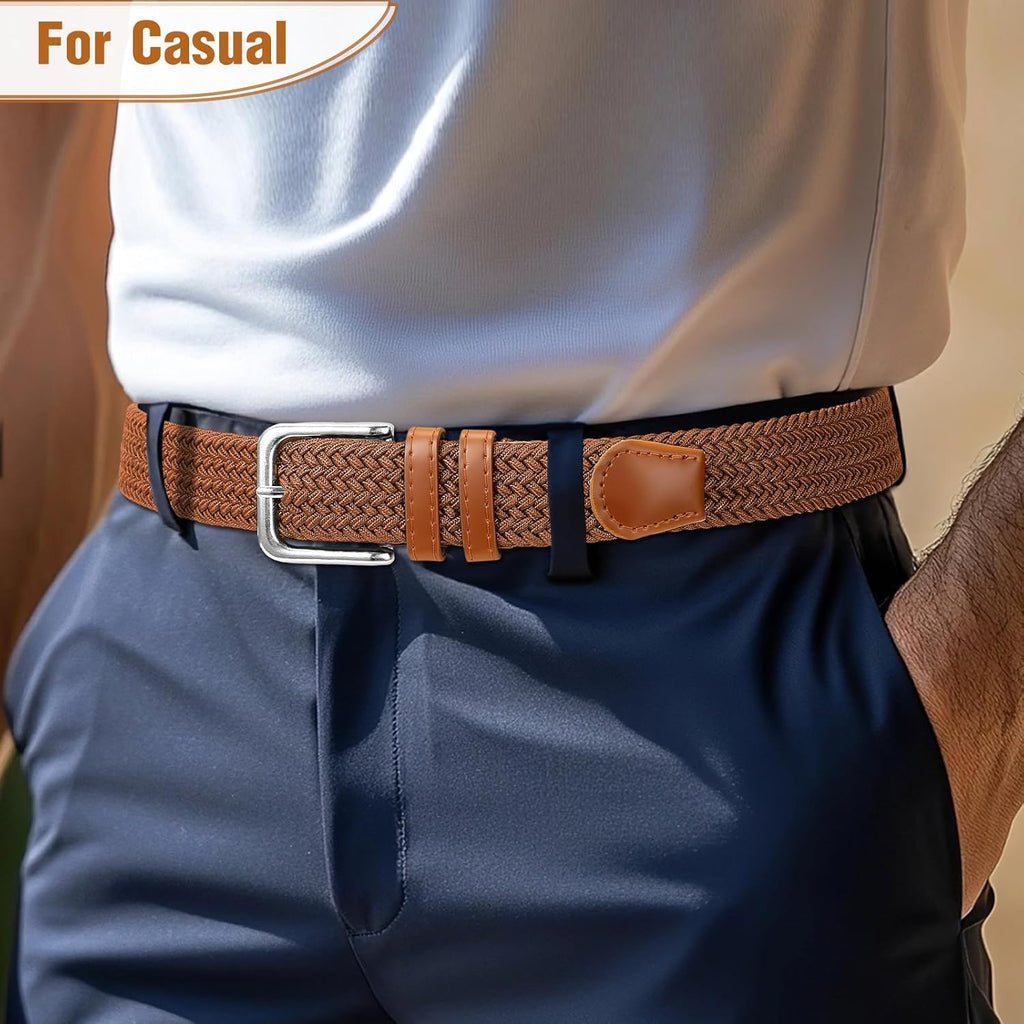 Skiennix Men's Braided Stretch Belt - Versatile Accessory for Golf, Casual Shorts & Jeans